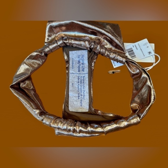 NWT Good American Shiny Mocha Foil Ruched Bikini Bottom, XS (0) - Picture 7 of 11